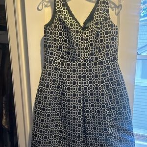 Lauren Ralph Lauren Black and White Geometric Midi Dress
